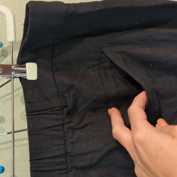 Old Navy Extra High Rise Taylor Wide Leg Trouser XL Tall Black Linen Pants - Picture 12 of 14